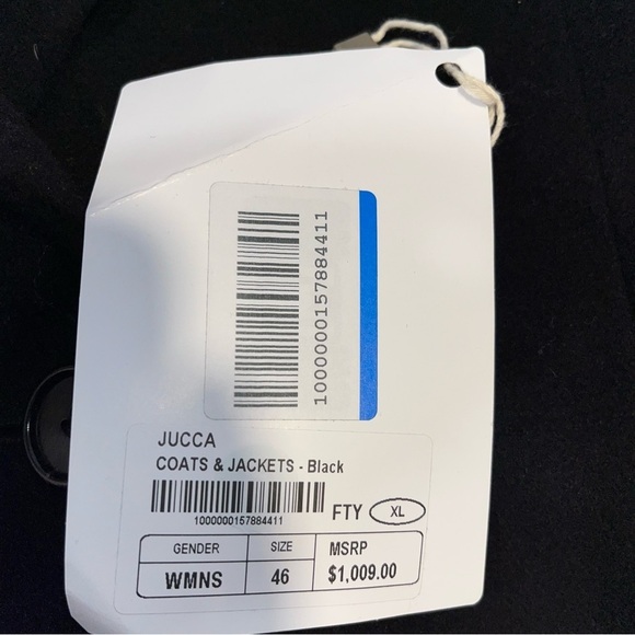 JUCCA trench coat black size 10 wool belted double breasted fall winter NWT New - Picture 15 of 15